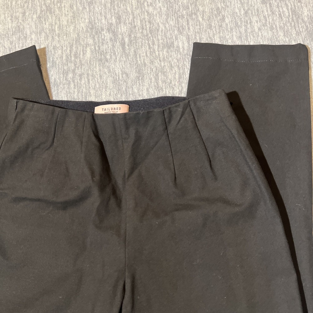 Rebecca Taylor TAILORED Pants Women Sz 0 Black Trouser Dress Skinny Side Zip - Picture 2 of 11